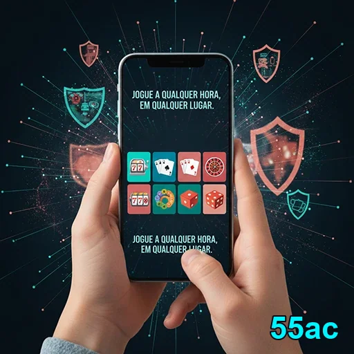 Acesso seguro a jogos VIP online via 55ac em um celular.