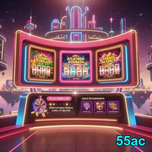 Interface do aplicativo 55ac com jogos de cassino online.