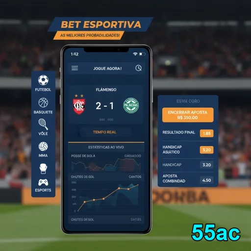 Tela de apostas esportivas da 55ac mostrando jogo de futebol.
