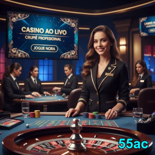 Atendimento VIP no cassino ao vivo da 55ac com crupiês