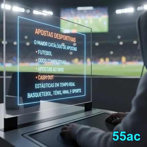 Logotipo da 55ac destacando jogos VIP e acesso seguro.