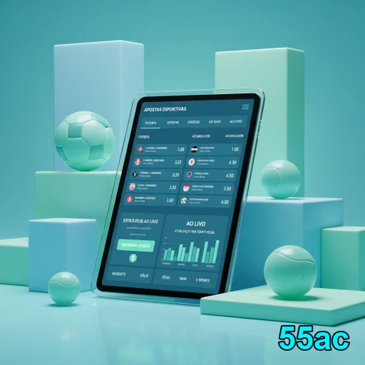 Interface do site 55ac em tablet, destacando apostas esportivas.