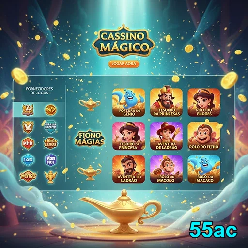 Tela de jogos do cassino mágico da 55ac com opções VIP.