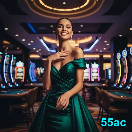 Jogadora em ambiente elegante do cassino 55ac.