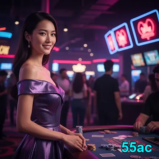Jogadora em ambiente elegante do cassino 55ac, com slots VIP.