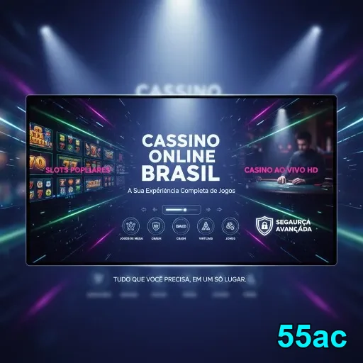 Interface mobile do 55ac, mostrando jogos populares e segurança.