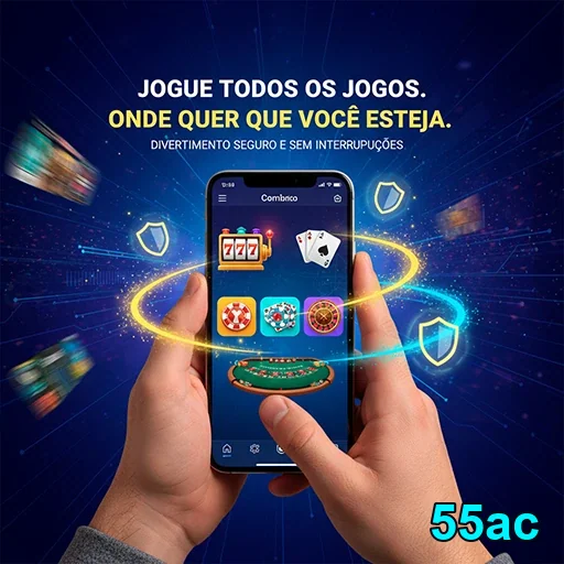 Jogador interagindo com jogos de cassino no celular da 55ac.