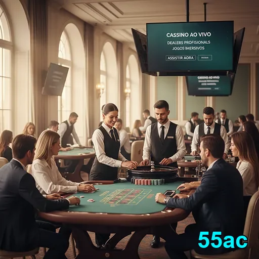 Jogadores em cassino ao vivo com dealers na 55ac.