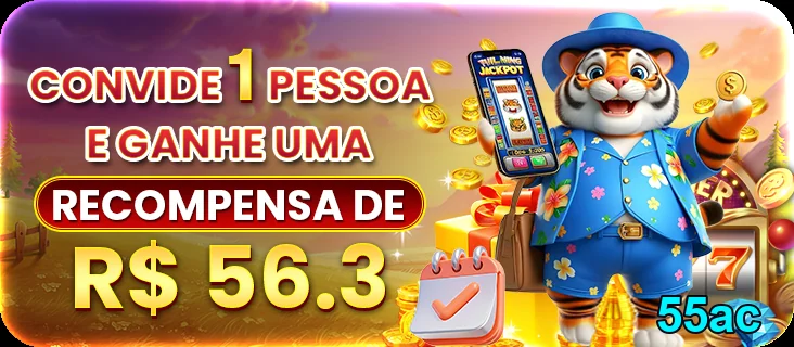 Imagem promocional do 55ac com um personagem de tigre e prêmios.