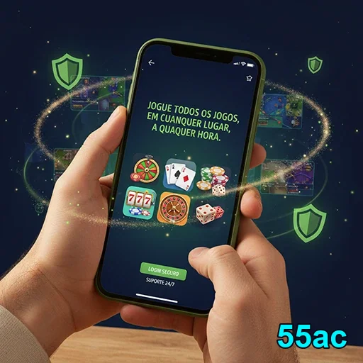 Tela do aplicativo 55ac mostrando jogos e segurança.