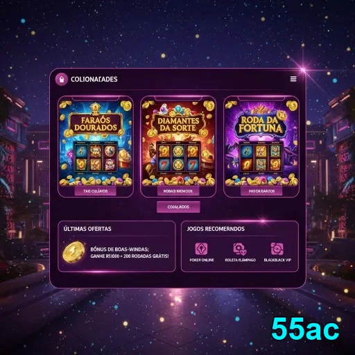 Tela de jogos VIP da 55ac com slots e gráficos atraentes.