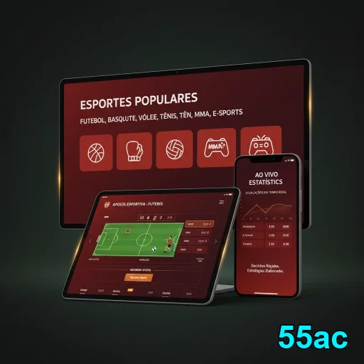 Tela da 55ac mostrando serviços VIP e apostas em esportes.