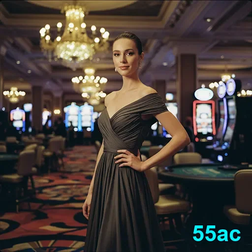 Jogadora elegante em ambiente de cassino na 55ac.