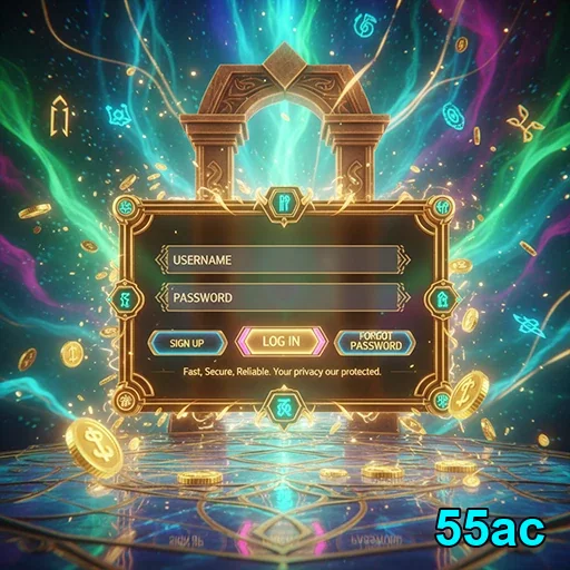 Tela de login com elementos de jogos VIP na 55ac.