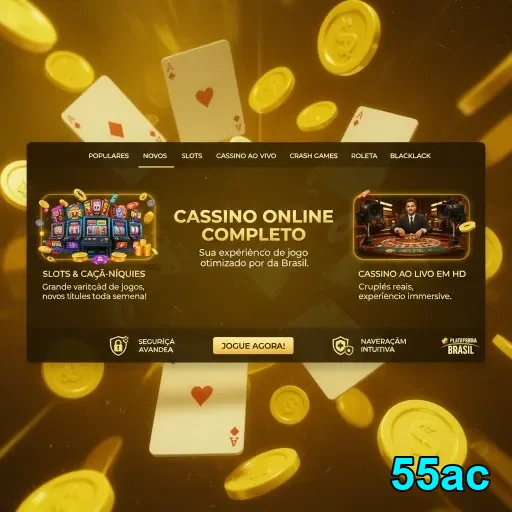 Interface VIP da 55ac com jogos variados e cassino ao vivo.