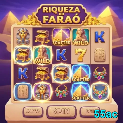 Tela do jogo Riqueza do Faraó no site 55ac.
