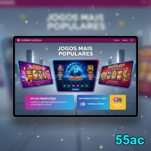 Página inicial da 55ac destacando slots VIP populares.
