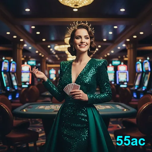 Jogadora do 55ac em cassino, destacando serviços VIP.