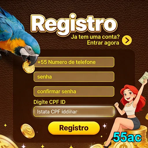 Tela de registro do aplicativo 55ac com suporte móvel visível.