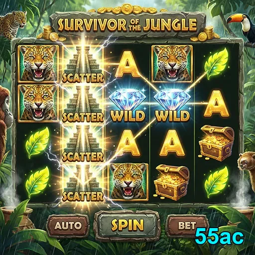 Tela do jogo Survivor of the Jungle na plataforma VIP 55ac.