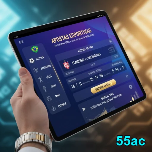 Tela de apostas esportivas da 55ac em tablet.